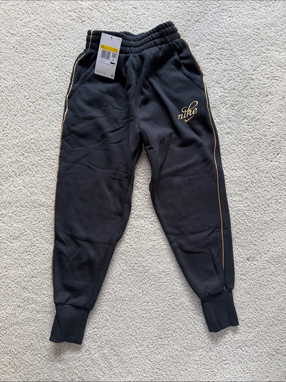 Nike Black Joggers with Gold Piping - Kids- new with tags